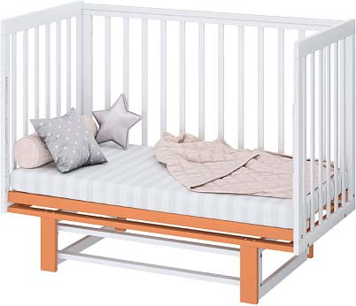 Изображение товара Детская кроватка Polini Kids Simple 341 с маятником / 0003167-11 (белый/бук)