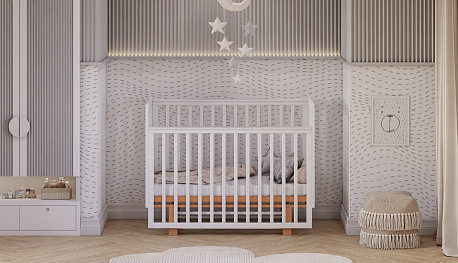 Изображение товара Детская кроватка Polini Kids Simple 341 с маятником / 0003167-11 (белый/бук)