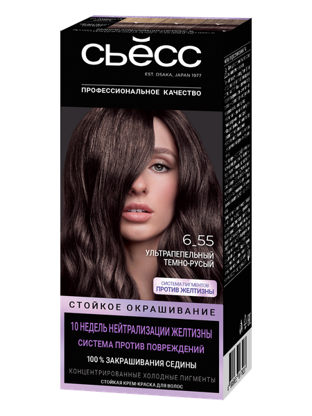 Изображение товара Крем-краска для волос Сьёсс Стойкое окрашивание тон 6.55