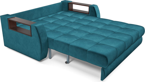 Изображение товара Диван Mebel-Ars Аккордеон Барон №3 НПБ 120x200 (бархат синий/зеленый Star Velvet 43 Black Green)