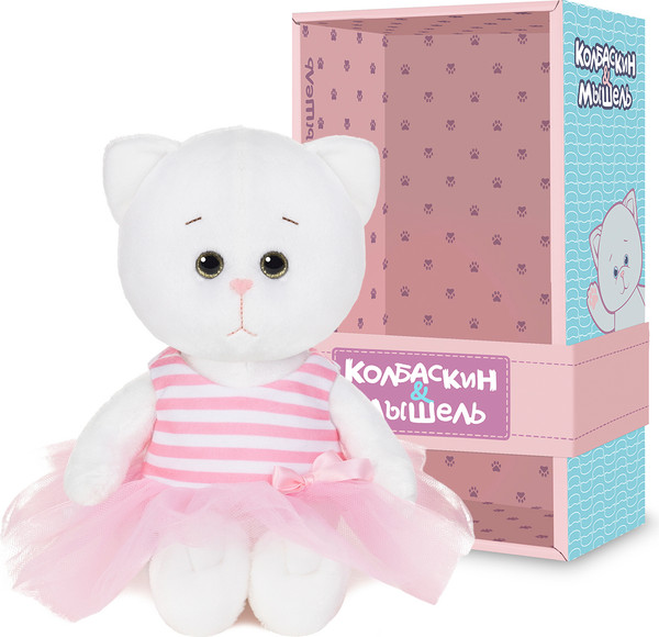 Изображение товара Мягкая игрушка Колбаскин & Мышель Мышель в полосатом роз. платье с бантиком / MT-MRT-КМ-0320249-20