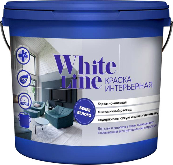 Изображение товара Краска Квил White Line Интерьерная База 1 бархатно-матовая (2.7л/4.3кг)