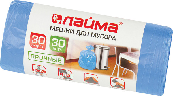 Изображение товара Пакеты для мусора Laima 601378 (30л, 30шт, синий)