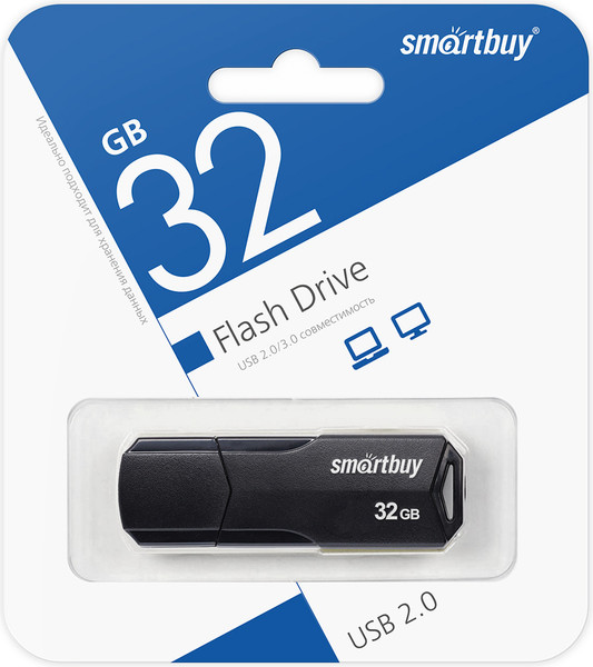 Изображение товара USB flash накопитель SmartBuy Clue 32Gb / SB32GBCLU-K (черный)