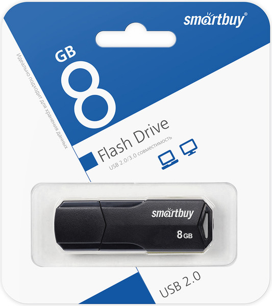 Изображение товара USB flash накопитель SmartBuy Clue 8Gb / SB8GBCLU-K (черный)