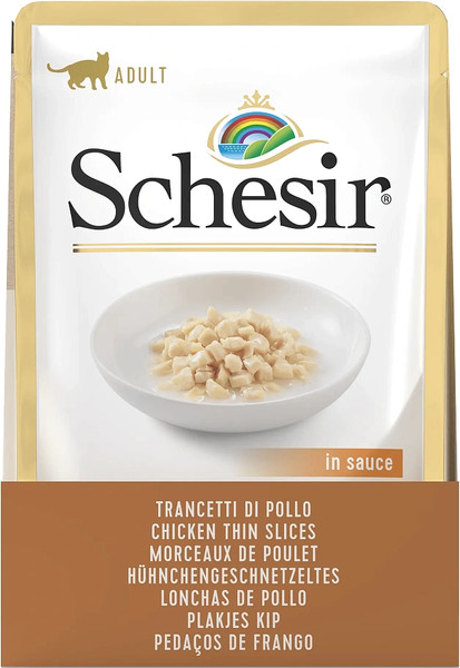 Изображение товара Влажный корм для кошек Schesir куриные ломтики в соусе (85г)