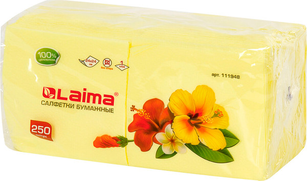 Изображение товара Бумажные салфетки Laima 111948 (250шт, желтый)