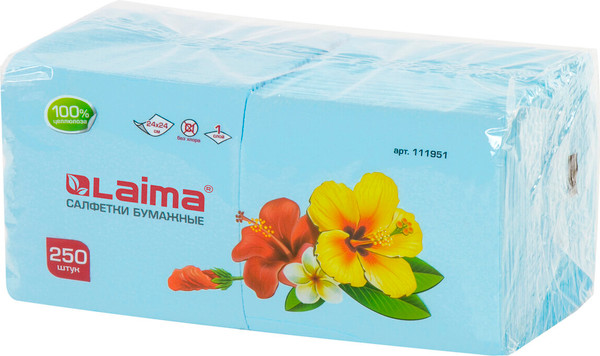 Изображение товара Бумажные салфетки Laima 111951 (250шт, синий)