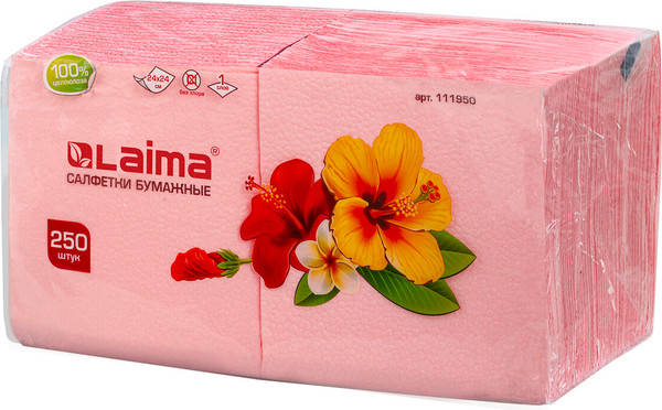 Изображение товара Бумажные салфетки Laima 111950 (250шт, красный)