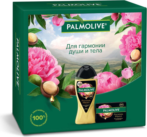 Изображение товара Набор косметики для тела Palmolive Роскошь Масел с маслом Макадамии Гель д/д 250мл+Мыло твердое 90г