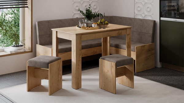 Изображение товара Обеденная группа ТриЯ Пекин (дуб крафт золотой/микровелюр Duna Stone)