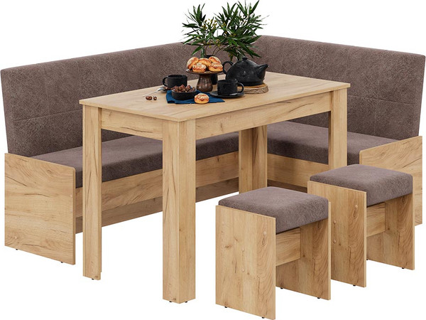 Изображение товара Обеденная группа ТриЯ Пекин (дуб крафт золотой/микровелюр Duna Stone)