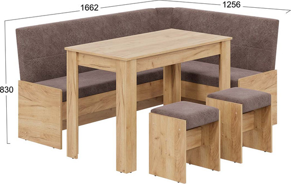 Изображение товара Обеденная группа ТриЯ Пекин (дуб крафт золотой/микровелюр Duna Stone)