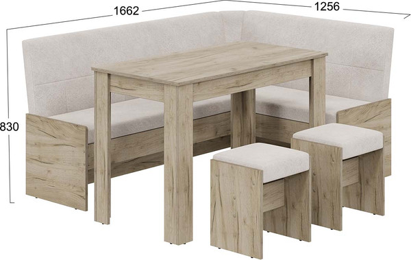 Изображение товара Обеденная группа ТриЯ Пекин (дуб крафт серый/микровелюр Duna Brilliant)