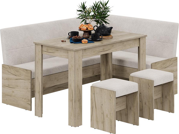 Изображение товара Обеденная группа ТриЯ Пекин (дуб крафт серый/микровелюр Duna Brilliant)