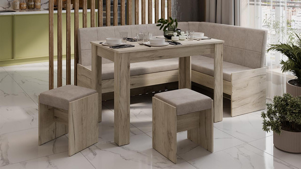 Изображение товара Обеденная группа ТриЯ Пекин (дуб крафт серый/микровелюр Duna Brilliant)