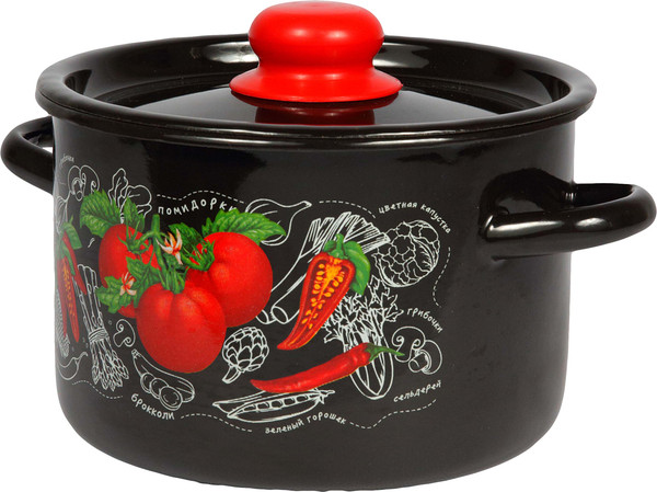 Изображение товара Кастрюля СтальЭмаль Помидорки 1с16с/1 (черный)