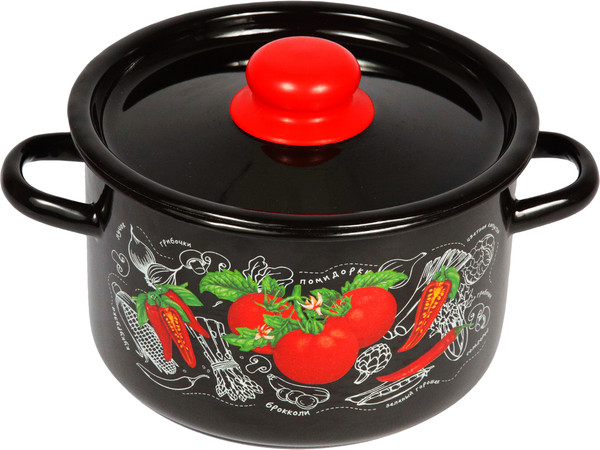 Изображение товара Кастрюля СтальЭмаль Помидорки 1с16с/1 (черный)