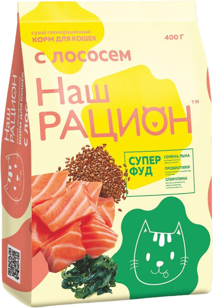 Изображение товара Сухой корм для кошек Наш рацион С лососем (400г)