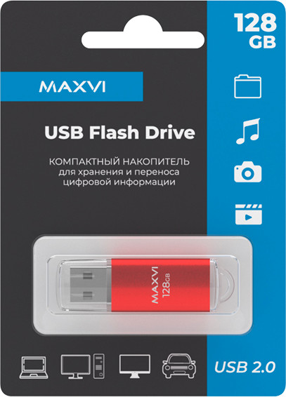 Изображение товара USB flash накопитель Maxvi MP 128GB 2.0 (красный)