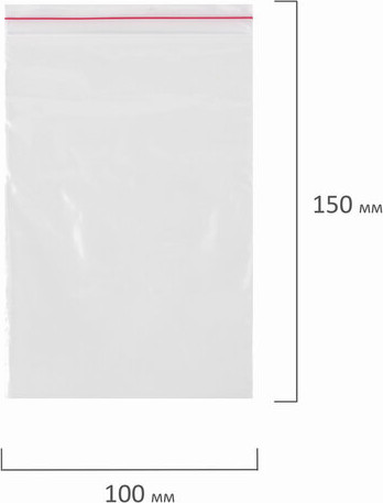 Изображение товара Комплект пакетов-слайдеров Brauberg Zip Lock / 606211 (100шт)