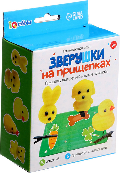 Изображение товара Развивающий игровой набор Zabiaka IQ Зверушки на прищепках / 10367526