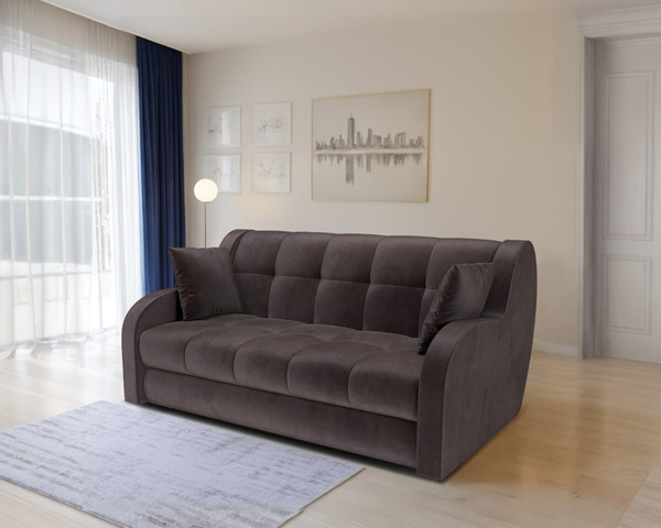 Изображение товара Диван Mebel-Ars Аккордеон Барон НПБ 120x200 (бархат шоколадный Star Velvet 60 Coffee)