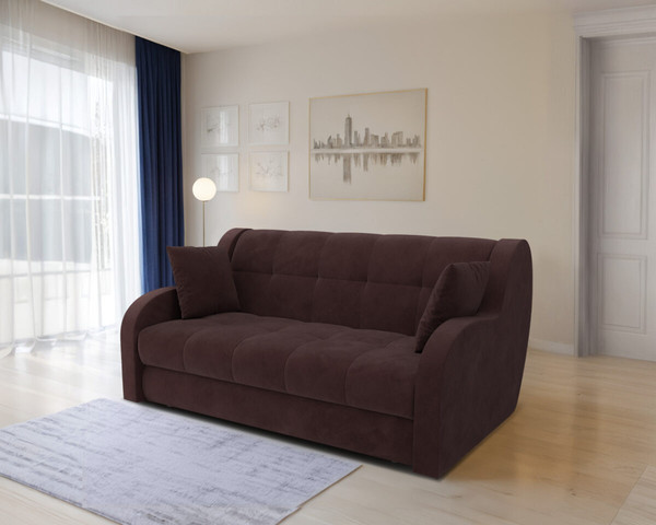 Изображение товара Диван Mebel-Ars Аккордеон Барон НПБ 120x200 (велюр шоколад HB-178/16)