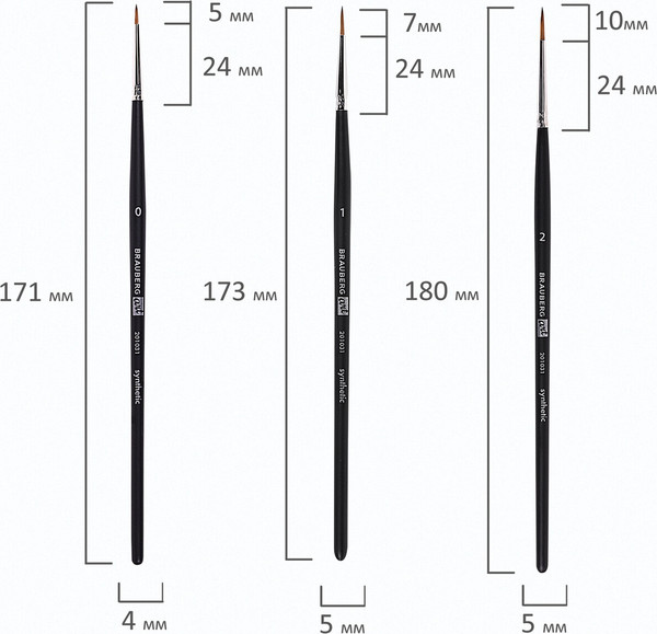 Изображение товара Набор кистей Brauberg Art Classic / 201031 (3шт, синтетика)