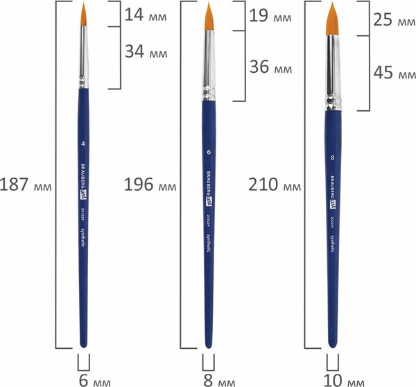 Изображение товара Набор кистей Brauberg Art Debut / 201039 (3шт, синтетика)