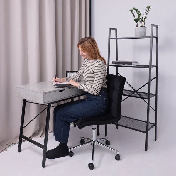 Изображение товара Кресло офисное AksHome Роза квадрат (Velutto 34 черный/хром)