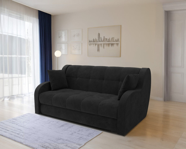 Изображение товара Диван Mebel-Ars Аккордеон Барон НПБ 155x200 (велюр черный HB-178/17)