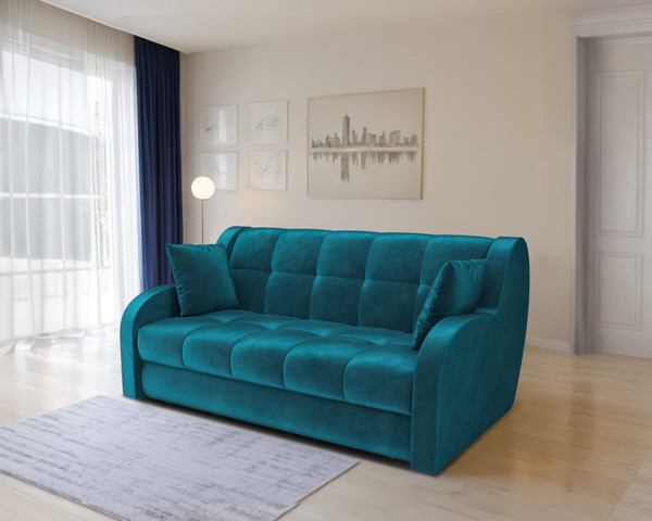 Изображение товара Диван Mebel-Ars Аккордеон Барон НПБ 180x200 (бархат синий/зеленый Star Velvet 43 Black Green)