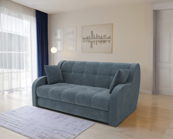 Изображение товара Диван Mebel-Ars Аккордеон Барон НПБ 180x200 (велюр серый/синий HB-178/26)