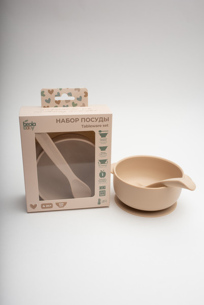 Изображение товара Набор посуды для кормления Beola baby HSB-04 (бежевый)