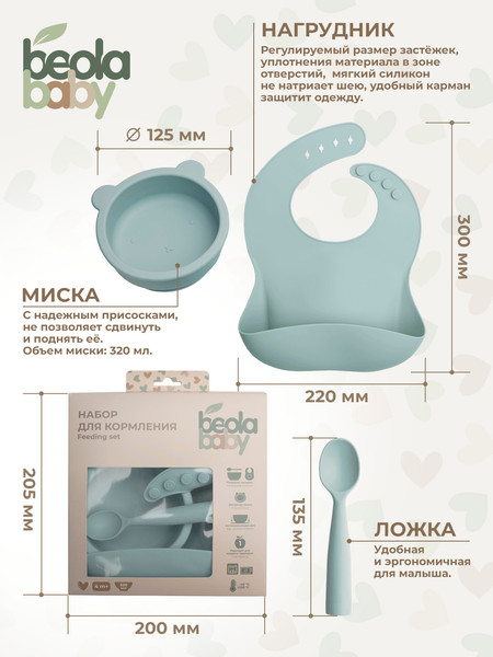 Изображение товара Набор посуды для кормления Beola baby HBB-05 (голубой)