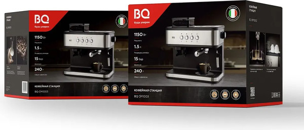 Изображение товара Кофеварка эспрессо BQ CM1003 (сталь/черный)