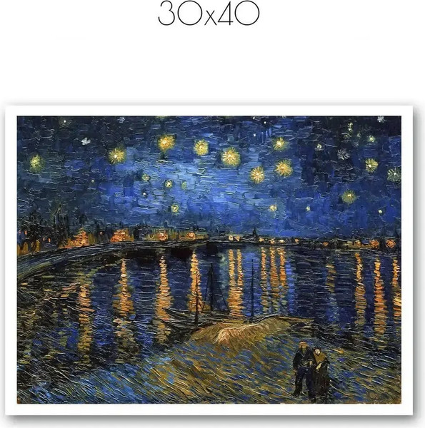 Изображение товара Постер Citydecor Звездная ночь над Роной. Винсент ван Гог (30x40)