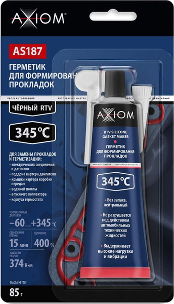 Изображение товара Герметик силиконовый Axiom Для формирования прокладок высокотемпературный RTV / AS187 (85г, черный)