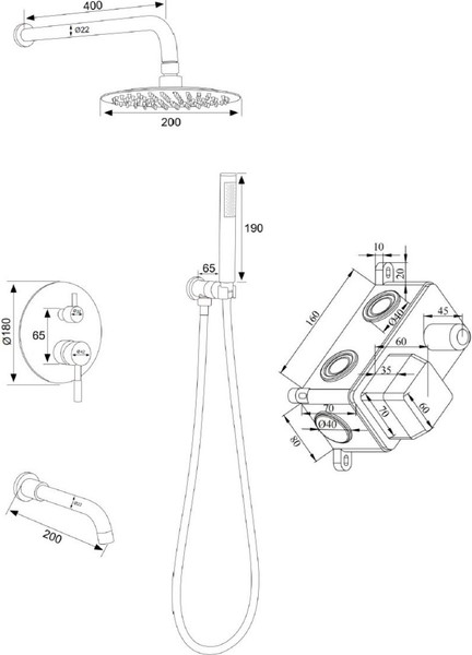 Изображение товара Душевая система со смесителем РМС SUS129BL-1S