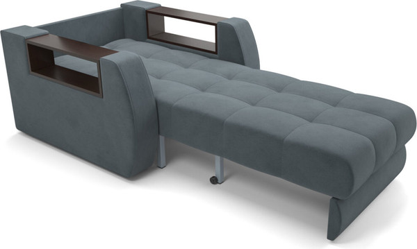 Изображение товара Кресло-кровать Mebel-Ars Барон №3 НПБ (велюр серый/синий HB-178/26)