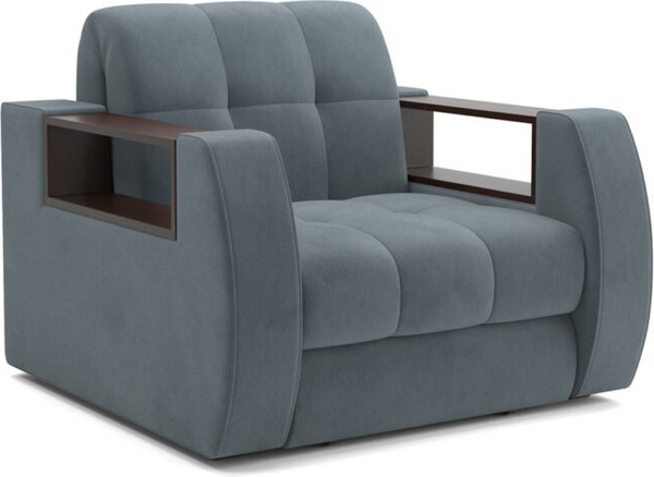 Изображение товара Кресло-кровать Mebel-Ars Барон №3 НПБ (велюр серый/синий HB-178/26)