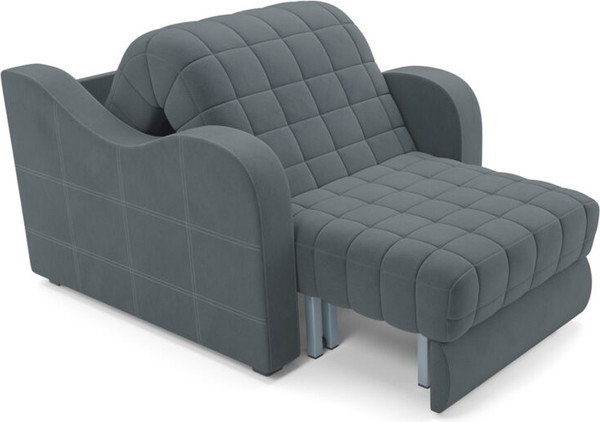 Изображение товара Кресло-кровать Mebel-Ars Барон №4 НПБ (велюр серый/синий HB-178/26)