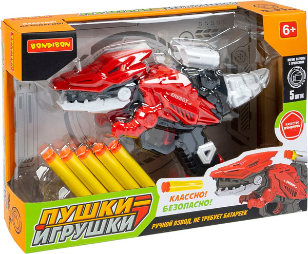 Изображение товара Бластер игрушечный Bondibon Пушки-игрушки Птерозавр / ВВ6507 (красный)