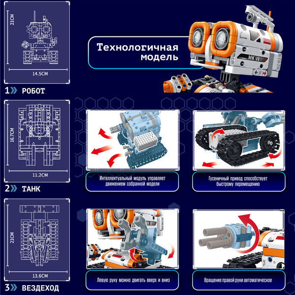 Изображение товара Конструктор управляемый Bondibon Робот 3 в 1 / ВВ6505