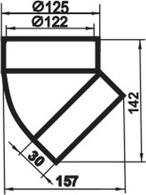 Изображение товара Колено воздуховода Семь ветров 125мм 45 / 2220
