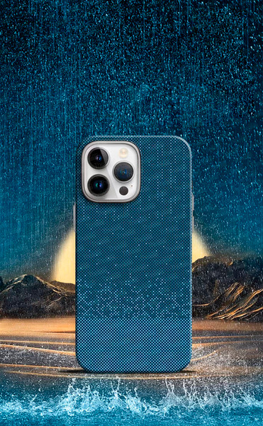 Изображение товара Чехол-накладка Luxo С MagSafe Карбоновый дождь LF77 для Apple iPhone 15 Pro Max (синий)