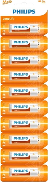 Комплект батареек Philips Longlife Zinc AA R6L10S (10шт)
