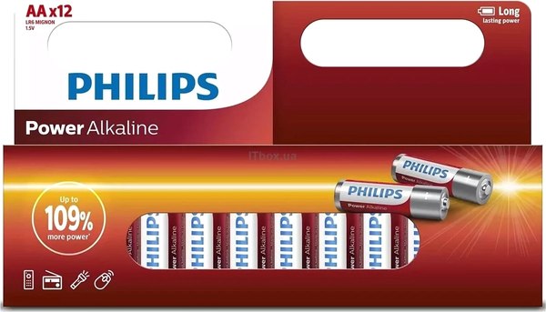 Комплект батареек Philips Power Alkaline AA LR6 (12шт)