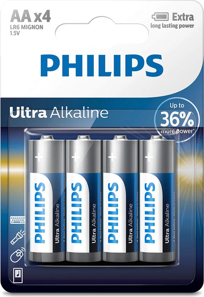 Изображение товара Комплект батареек Philips Ultra Alkaline AA LR6 (4шт)